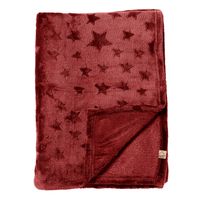 STARLIGHT - Plaid 150x200 cm - fleece deken met sterren - effen kleur - Biking Red - rood - thumbnail