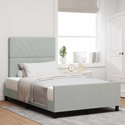 Bedframe met hoofdeinde Lichtgrijs 120 x 190 cm Fluweel