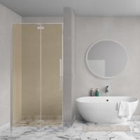 Aqua Vista Oria Linea nisdeur - 100x200cm - incl. montageset - champagne glas - Geborsteld rvs SW1186322/SW1186295