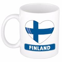 Hartjes vlag Finland koffiemok - drink beker - white - 300 ml - supporters