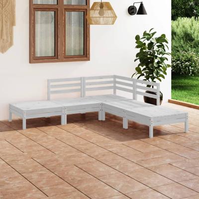 5-delige Loungeset massief grenenhout wit