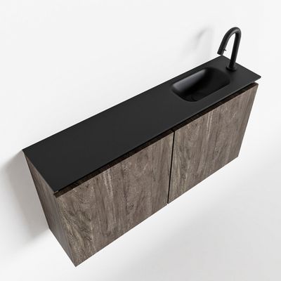Toiletmeubel Mondiaz Ture | 100 cm | Meubelkleur Dark brown | Eden wastafel Urban Rechts | 1 kraangat