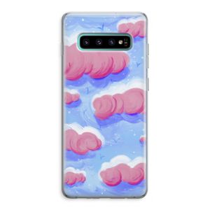 Roze wolken met vogels: Samsung Galaxy S10 Plus Transparant Hoesje