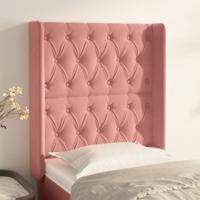 Hoofdbord met randen 83x16x118/128 cm fluweel roze