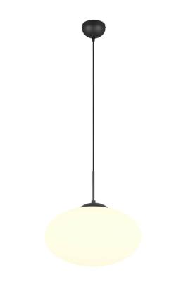 Trio Ovale hanglampFomento Ø 40cm - zwart met wit glas - 363190132