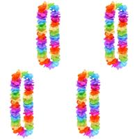 Hawaii krans slinger - 4x - regenboog kleuren mix - Carnaval - Themafeest - Pride