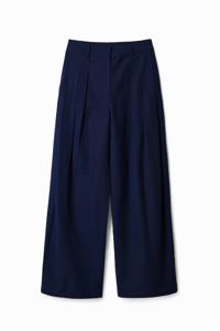 Wide leg broek met plooien - BLUE - M