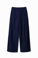 Wide leg broek met plooien - BLUE - L