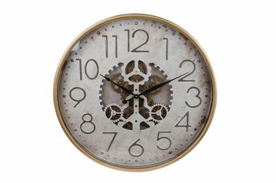Wandklok Gear creme/goud metaal 60x8x60cm