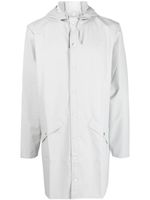 Rains hooded stud-fastening raincoat - Gris - thumbnail