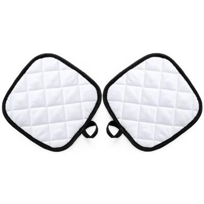Pannenlap - 2x - wit/zwart - 17 x 17 cm - Koken - Pannenlappen - ophanglus