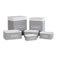 Mandenset DKD Home Decor Donker grijs Bamboe 40 x 30 x 46 cm (5 Onderdelen) (6 Onderdelen)