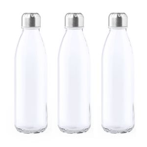 6x Stuks glazen waterfles/drinkfles transparant met Rvs dop 500 ml