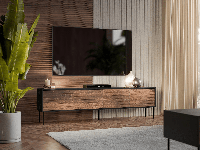 Tv-meubel HEPRANI 200 cm walnoot bruin/zwart