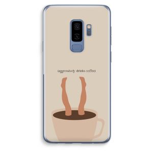Aggressively drinks coffee: Samsung Galaxy S9 Plus Transparant Hoesje