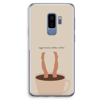 Aggressively drinks coffee: Samsung Galaxy S9 Plus Transparant Hoesje