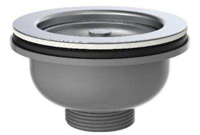 Kirchhoff ECO-SAVE kunststof korfventiel, grijs, 1 1/2" ET, roestvrijstalen ventielbeker en zeef Ø114 mm - 98835249