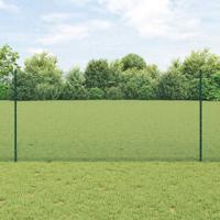 VidaXL Hek met paal groen 1,2 x 25 m staal en pvc