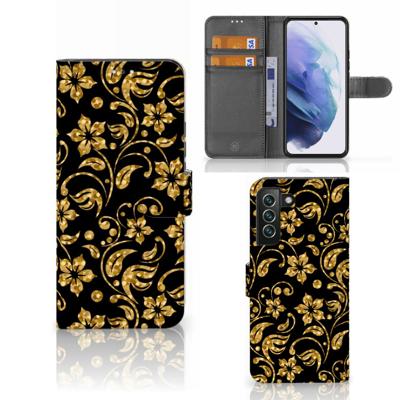 Samsung Galaxy S22 Plus Hoesje Gouden Bloemen Samsung Galaxy S22 Plus Hoesje Gouden Bloemen