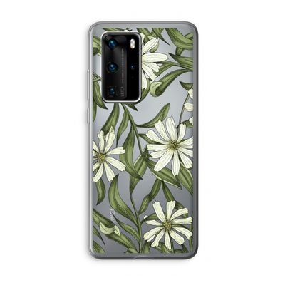 Wit bloemenpatroon: Huawei P40 Pro Transparant Hoesje