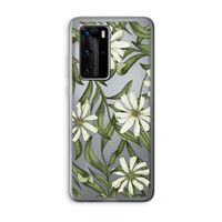 Wit bloemenpatroon: Huawei P40 Pro Transparant Hoesje