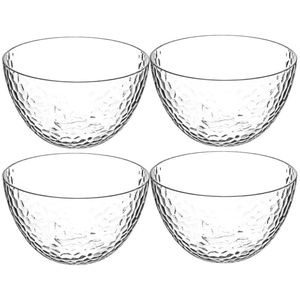 Set van 4x stuks Gourmet kommetje/serveer schaaltjes - relief kunststof - D14 cm - Saladeschalen