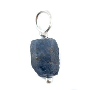 Ruwe Edelsteen Hanger Saffier 925 Zilver (8 - 12 mm)