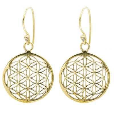 Flower of Life Oorbellen Messing Goudkleurig