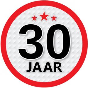 30 jaar leeftijd sticker - rond - Dia 15 cm - 30 jaar verjaardag/jubileum/leeftijd versiering