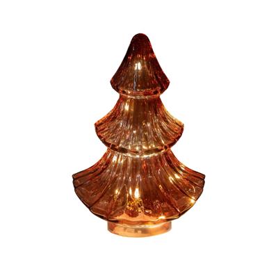 Boompje glas LED 15,5x9,5 cm bordeaux - Annas collection