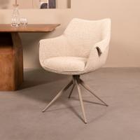 LABEL51 Eetkamerstoel Narumi - Naturel - - Taupe Metalen Frame