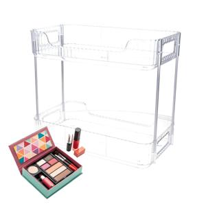 Badkamer/keuken organizer - transparant - metaal - 2 lagen - 30 x 17 x 26 cm - douche rek