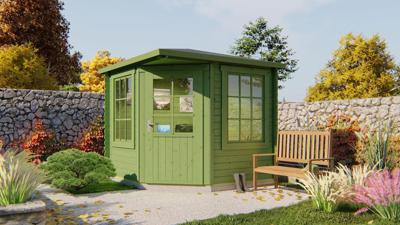 Blokhut - Tuinhuis Jos | 28 mm | vuren bruin geïmpregneerd