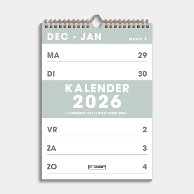 A4 Spiraalkalender 2026 Groen