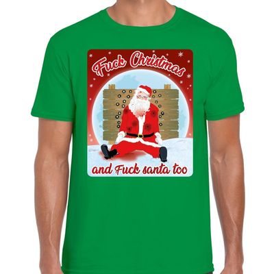 Fout kerst t-shirt fuck christmas groen voor heren Fout kerst t-shirt fuck christmas groen voor heren