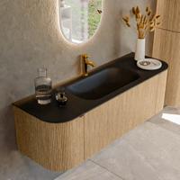 Badmeubel Mondiaz Kurve | 140 cm | Meubelkleur Oak | Wastafelkleur Urban | Midden spoelbak | 1 kraangat