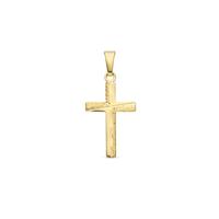 14K Geelgouden Hanger in de Vorm van een Kruis - Elegantie met Diepte en Betekenis