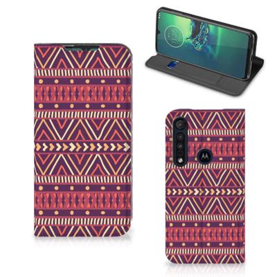 Motorola G8 Plus | Hoesje met Magneet | Aztec Paars