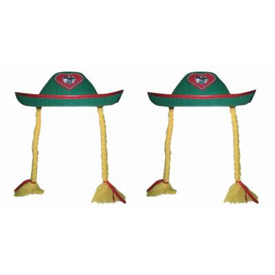 Oktoberfest verkleed hoedjes - 2x stuks - groen - dames - Tiroler bierfeest hoeden - met vlechten