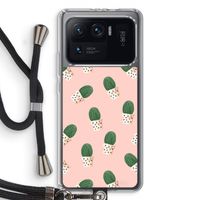 Cactusprint roze: Xiaomi Mi 11 Ultra Transparant Hoesje met koord