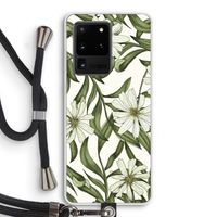 Wit bloemenpatroon: Samsung Galaxy S20 Ultra Transparant Hoesje met koord