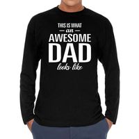 Awesome dad cadeau t-shirt long sleeves zwart heren - thumbnail