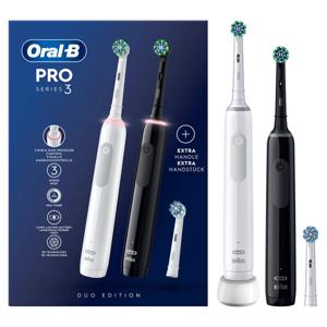 Oral-B elektrische tandenborstel Pro 3 3900 Duo CrossAction zwart en roze - incl. 3 opzetborstels