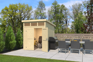 Outdoor Life Kibo Tuinhuis 200x250 cm 28 mm vuren blank- Lessenaarsdak- Onbehandeld vurenhout- Outdoor Life