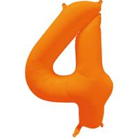 Folieballon Cijfer 4 Neon Oranje (86cm)
