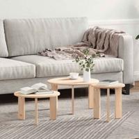Salontafel 3 pcs Naturel 47.5 x 47.5 x 27 cm Massief grenenhout