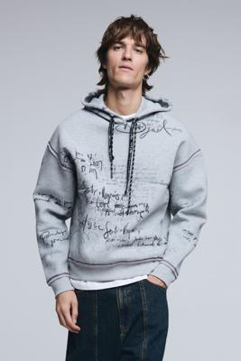 Sweatshirt met lettering en capuchon - BLACK - M