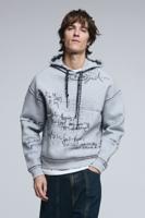 Sweatshirt met lettering en capuchon - BLACK - XL