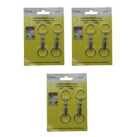 6x Sleutelhangers / key snaps metaal zilver met sleutelringen