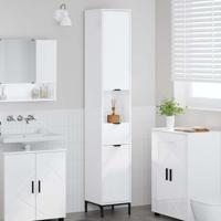 Hoge badkamerkast Hoogglans wit 31.5 x 33 x 190 cm Bewerkt hout